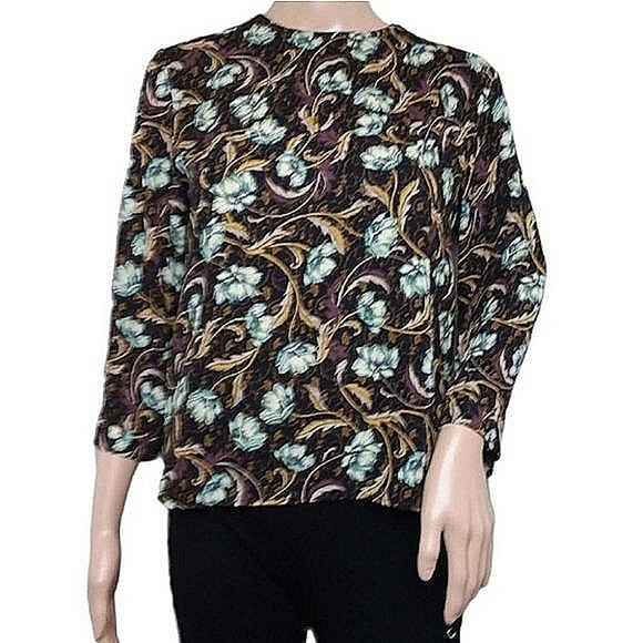Mango Suit Brown Leaf Floral Blouse - Picture 1 of 5